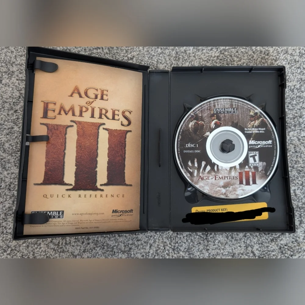 PC Game Age of Empires III Microsoft 3 Disc Set 2005 Video Game w/ Product Key